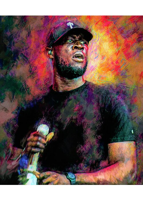 Stormzy Greeting Card featuring the mixed media Stormzy by Mal Bray