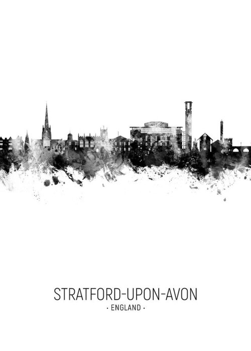 Stratford-upon-avon Greeting Card featuring the digital art Stratford-upon-Avon England Skyline #53 by Michael Tompsett