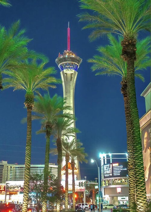 Stratosphere Vegas At Sunset Evening Greeting Card by Alex