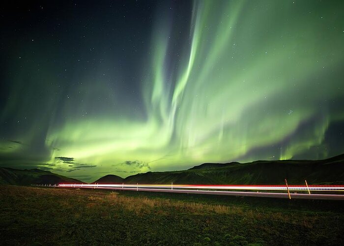 Iceland Greeting Card featuring the photograph Street lights by Christopher Mathews
