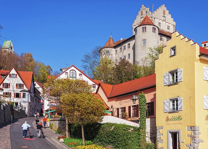 Street Greeting Card featuring the photograph Street scene in Meersburg Germany by Tatiana Travelways