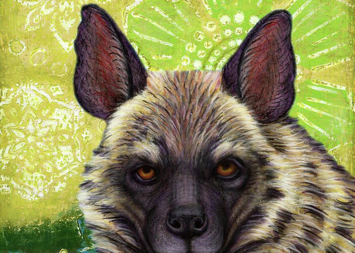 Hyena Greeting Card featuring the painting Striped Hyena Abstract by Amy E Fraser