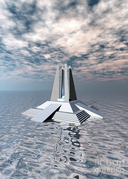 Atlantis Greeting Card featuring the digital art Structural Tower of Atlantis by Phil Perkins