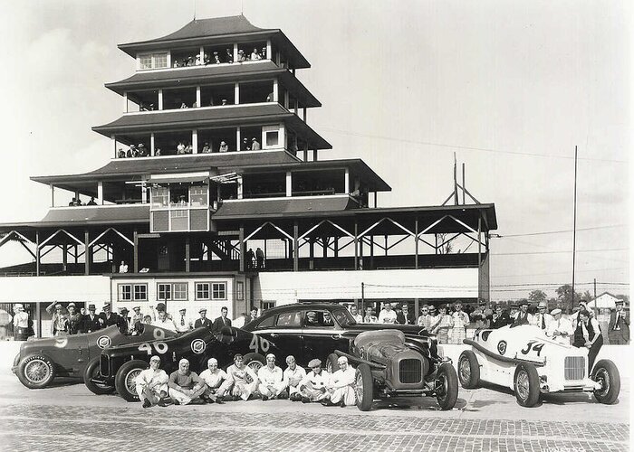 Studebaker Greeting Card featuring the photograph Studebaker race cars 1930 Indy 500 by West Peterson