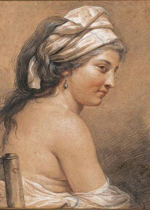 Adelaide Labille-guiard Greeting Card featuring the drawing Study of a Seated Woman Seen from Behind, Marie-Gabrielle Capet by Adelaide Labille-Guiard