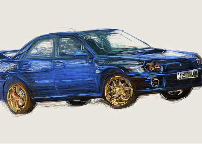 Subaru Greeting Card featuring the digital art Subaru Impreza WRX Car Drawing by CarsToon Concept