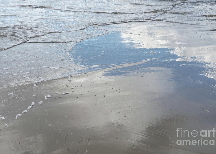 Sea Water Greeting Card featuring the photograph Subtle waves and reflection in the wet sand by Adriana Mueller