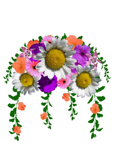 Summer Greeting Card featuring the digital art Summer Daisy Floral Bouquet by Delynn Addams