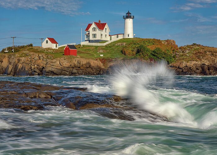 Cape Neddick Lighthouse Greeting Card featuring the photograph Summer Day at the Nubble by Kristen Wilkinson