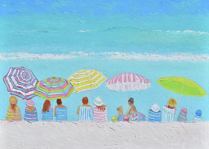 Beach Greeting Card featuring the painting Summer Days - Beach scene by Jan Matson