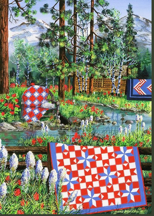 Log Cabin Greeting Card featuring the painting Summer Dream by Diane Phalen