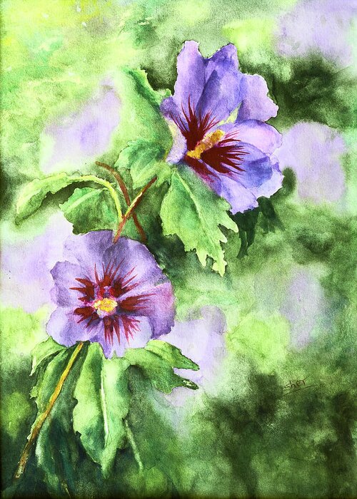 Art - Watercolor Greeting Card featuring the painting Summer Glory Watercolour on Paper by Sher Nasser