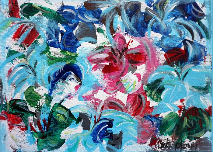 Abstract Greeting Card featuring the painting Summer Lilies by Brent Knippel