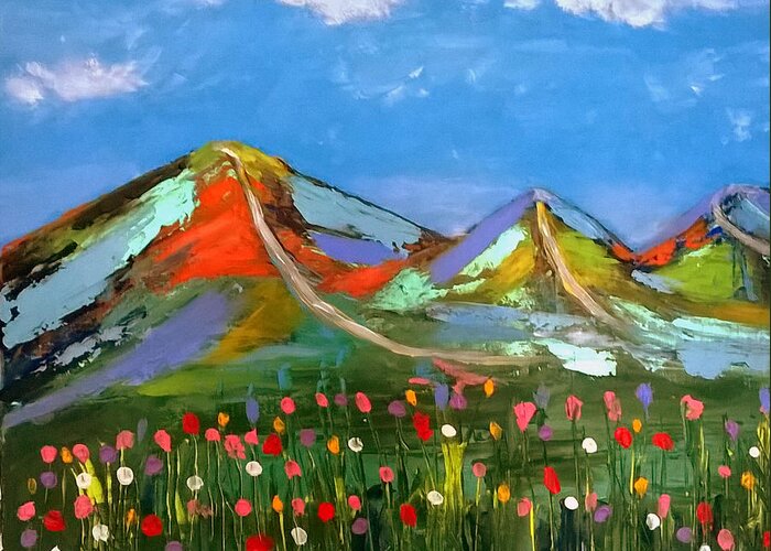 Malvern Hills Greeting Card featuring the painting Summer on the Malvern Hills by Rusty Gladdish