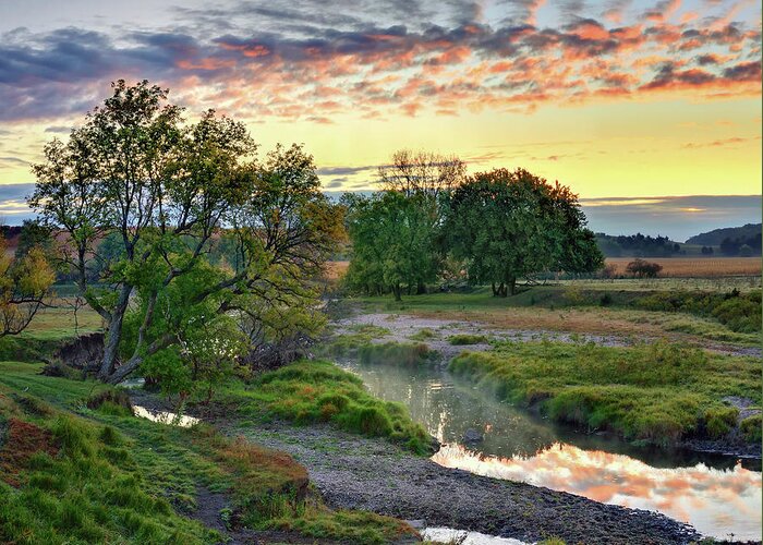Landscape Greeting Card featuring the photograph Summer Stream Sunrise by Bruce Morrison