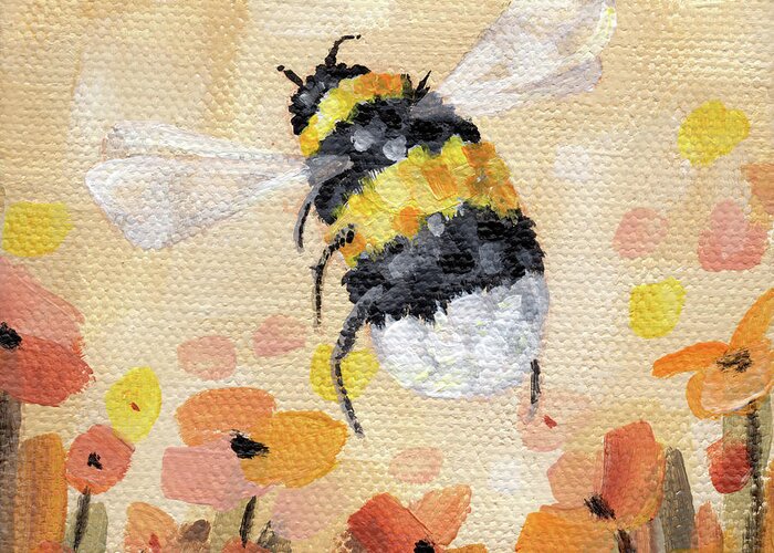 Flowers Greeting Card featuring the painting Summer Sun - Bumblebee Painting by Annie Troe