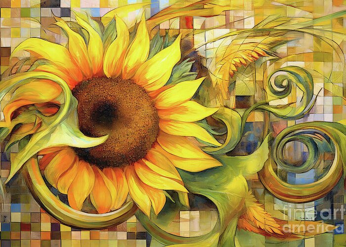 Sunflower Greeting Card featuring the painting Summer Sunflower by Tina LeCour