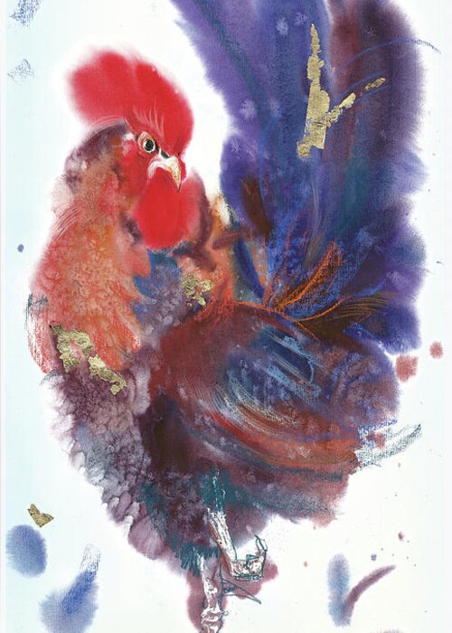 Watercolor Greeting Card featuring the painting Sun Bird 4 by Tatyana Ponomareva