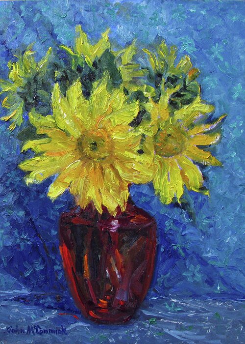 Flower Greeting Card featuring the painting Sun Flower by John McCormick