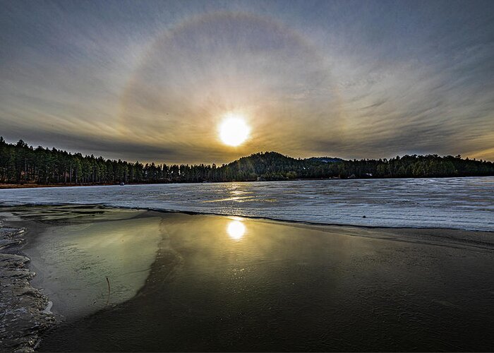 Sunset Greeting Card featuring the photograph Sun Halo Surprise by Spencer Jelinek