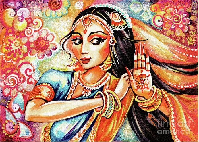 Indian Woman Greeting Card featuring the painting Sun Ray Dance by Eva Campbell