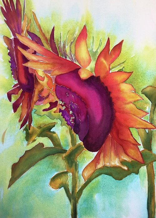 Sunflower Greeting Card featuring the painting Sunflower by Tara Moorman