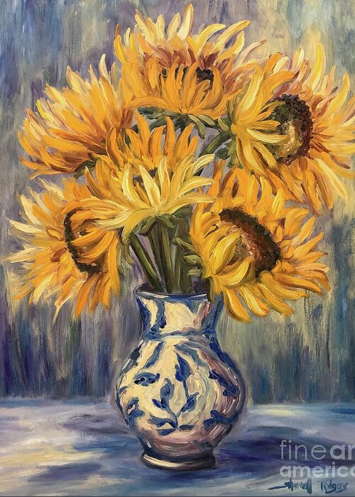 Oil Painting Greeting Card featuring the painting Sunflower Bouquet by Sherrell Rodgers