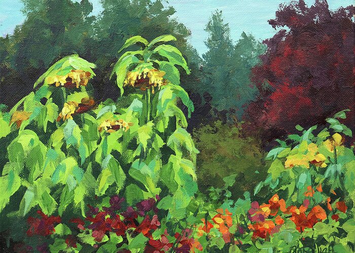 Sunflower Greeting Card featuring the painting Sunflower Garden by Karen Ilari