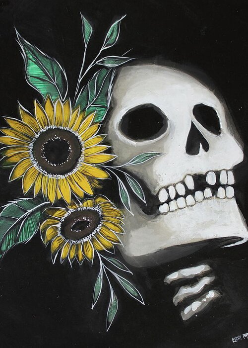 Sun Greeting Card featuring the painting Sunflower Grin by Kenneth Pope