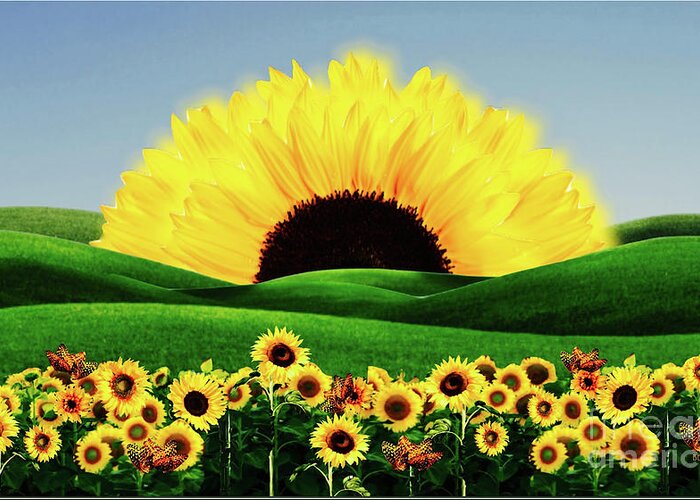 Sunflower Greeting Card featuring the drawing Sunflower Sunrise by Cbs Sunday Morning