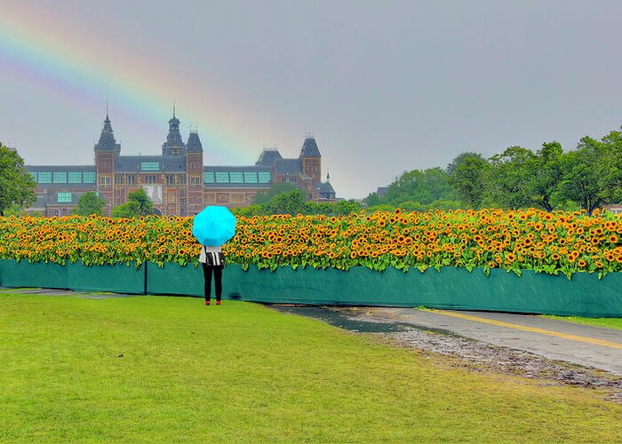 Rainbow And Sunflowers Greeting Card featuring the photograph Sunflowers At Rijksmuseum by Nadia Sanowar