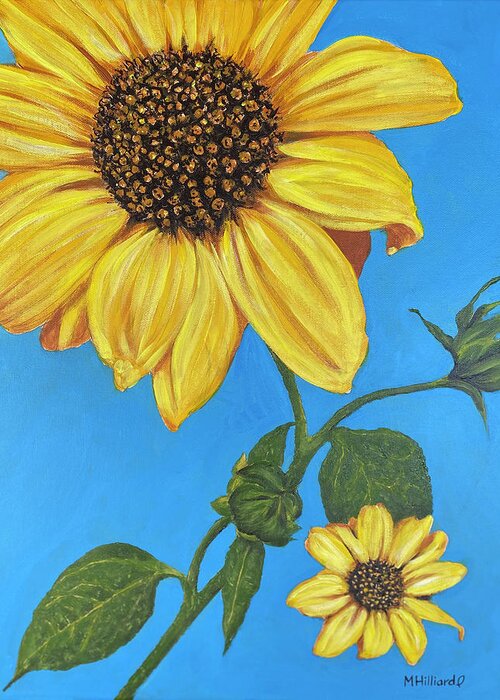 Sunflower Greeting Card featuring the painting Sunflowers be Happy by Marilyn Borne