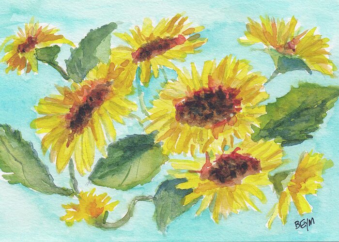 Sunflowers Greeting Card featuring the painting Sunflowers II by Clara Sue Beym