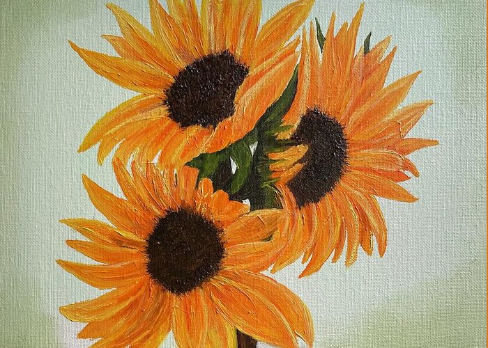 Oil Greeting Card featuring the painting Sunflowers by Lisa White