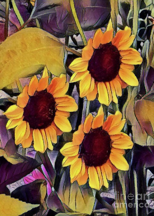 Sunflowers Greeting Card featuring the photograph Sunflowers by Yvonne Johnstone