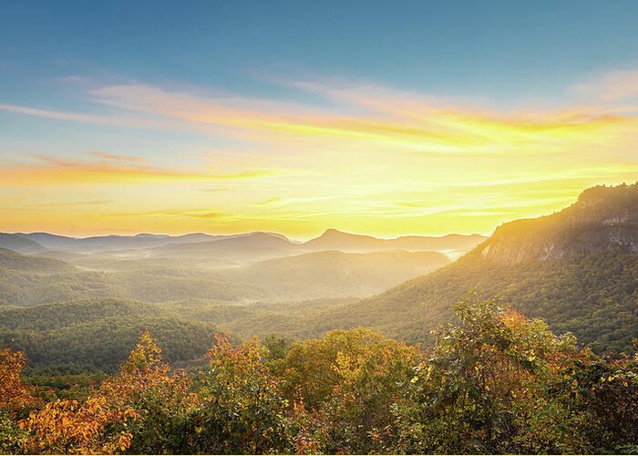 Nantahala National Forest Greeting Card featuring the photograph Sunrise At Whiteside Mountain Highlands North Carolina Blue Ridge Mountains by Jordan Hill