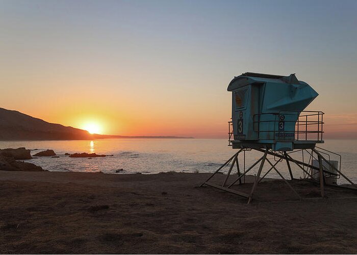 Beach Greeting Card featuring the photograph Sunrise Burst over the Coastal Mountains by Matthew DeGrushe