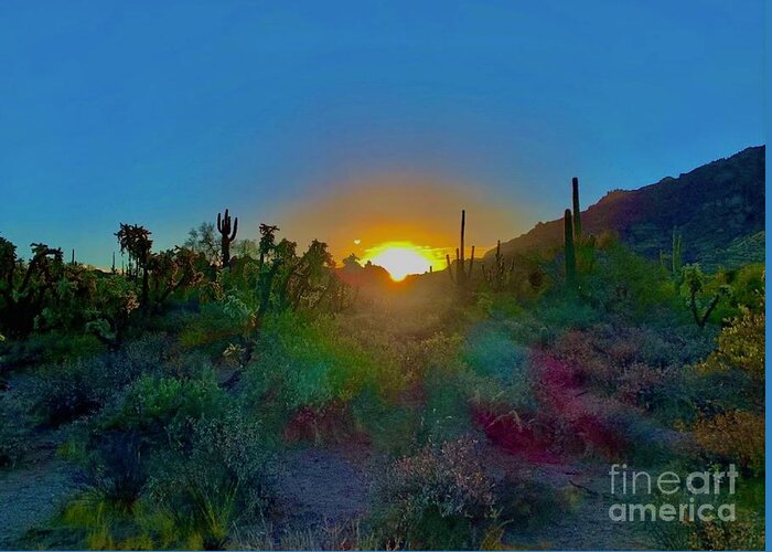Sunrise Greeting Card featuring the digital art Sunrise In Superior AZ by Tammy Keyes