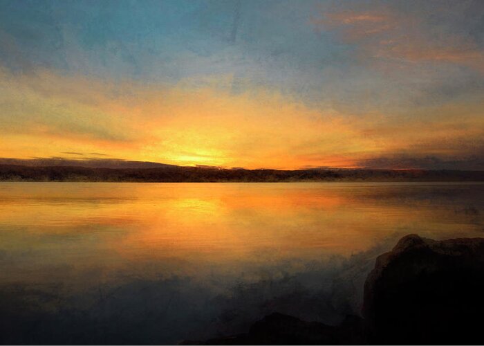 Sunrise Greeting Card featuring the photograph Sunrise on the Hudson by Nancy De Flon