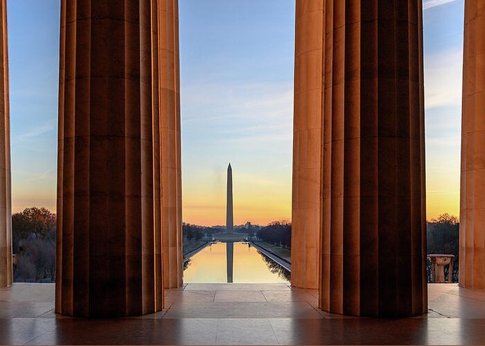 Washington Monument Greeting Card featuring the photograph Sunrise on the National Mall by Robert Miller