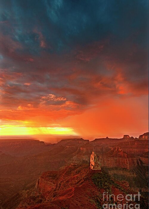 North America Greeting Card featuring the photograph Sunrise Storm Point Imperial North Rim Grand Canyon NP Arizona by Dave Welling