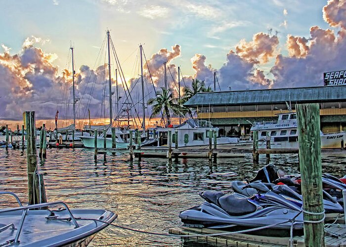 Historical Cortez Florida Greeting Card featuring the photograph Sunset At The Marina by HH Photography of Florida