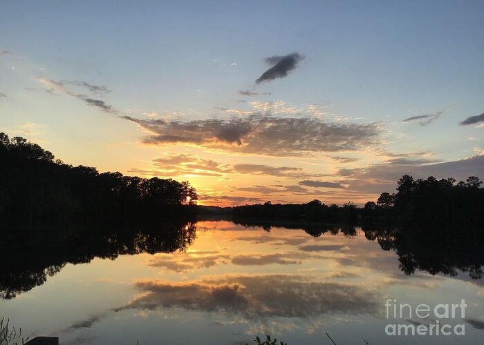 Johnson Mills Greeting Card featuring the photograph Sunset at the Pond 1 by Catherine Wilson