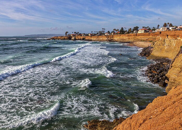 Beach Greeting Card featuring the photograph Sunset Cliffs 2 by Peter Tellone