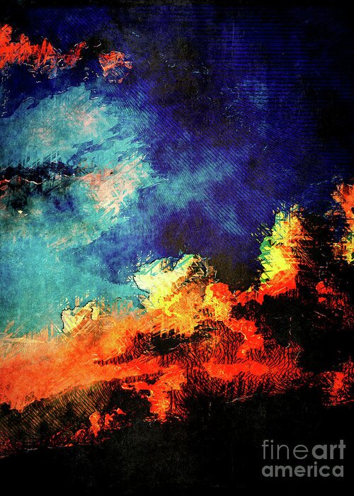 Sunset Greeting Card featuring the digital art Sunset Clouds by Phil Perkins