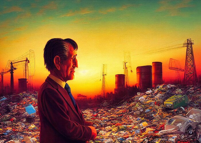 Figurative Greeting Card featuring the digital art Sunset In Garbage Land 74 by Craig Boehman