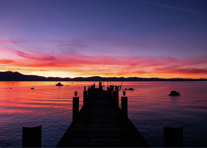 Sunset Greeting Card featuring the photograph Sunset in Lake Tahoe by Aileen Savage