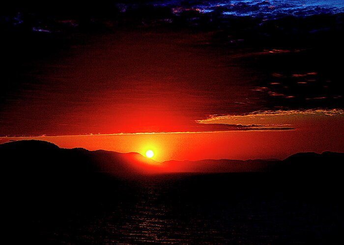 Sunset Greeting Card featuring the digital art Sunset - Inside Passage Alaska by SnapHappy Photos