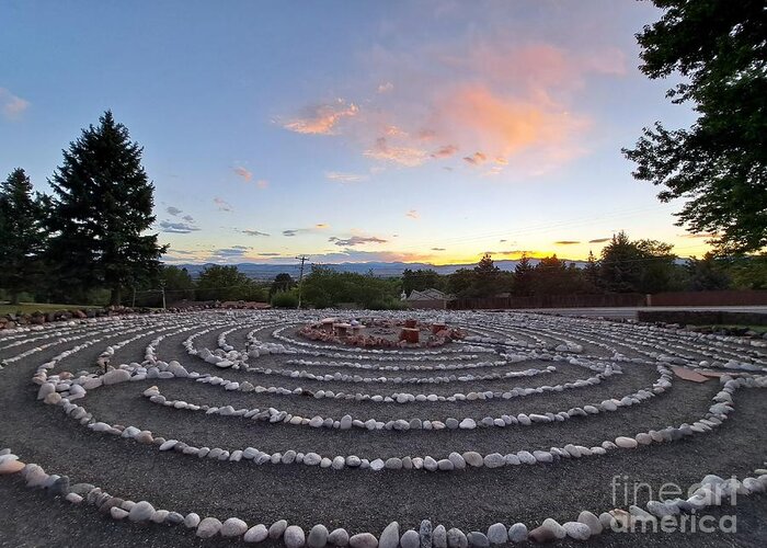 Labyrinth Greeting Card featuring the digital art Sunset Labyrinth Colorado by Mars Besso