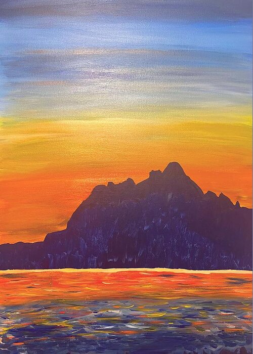 Sunset Greeting Card featuring the painting Sunset on Abiquiu Lake by Christina Wedberg
